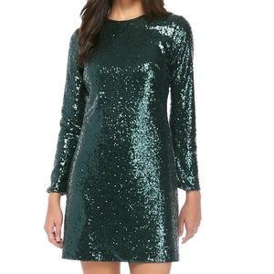 Vince Camuto Long Sleeve Sequin T Body Dress